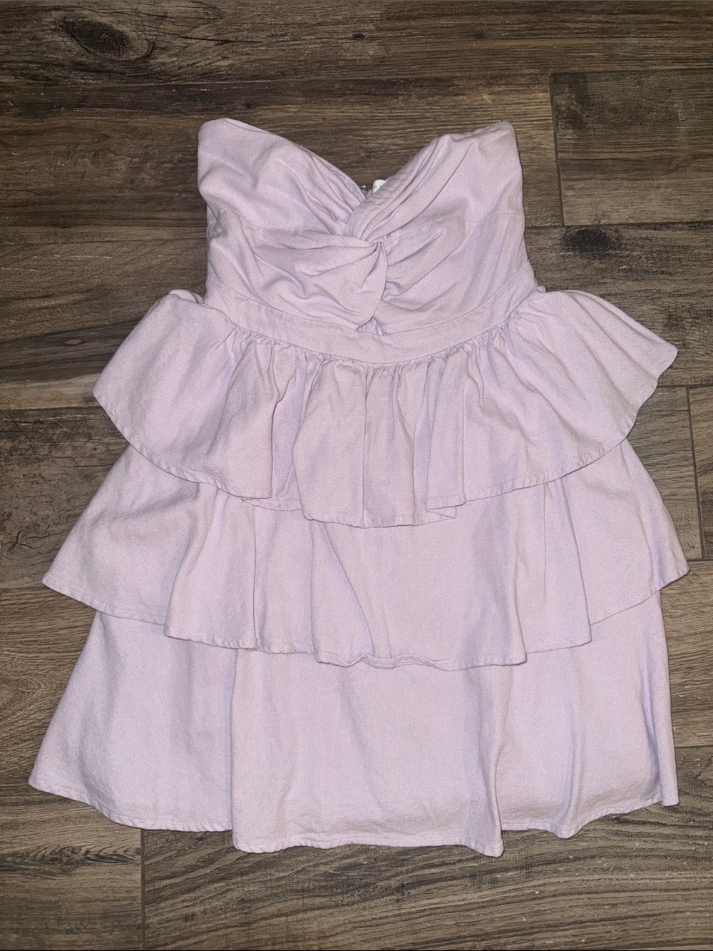 Altar'd State Lavender Strapless Tiered Ruffle Dress